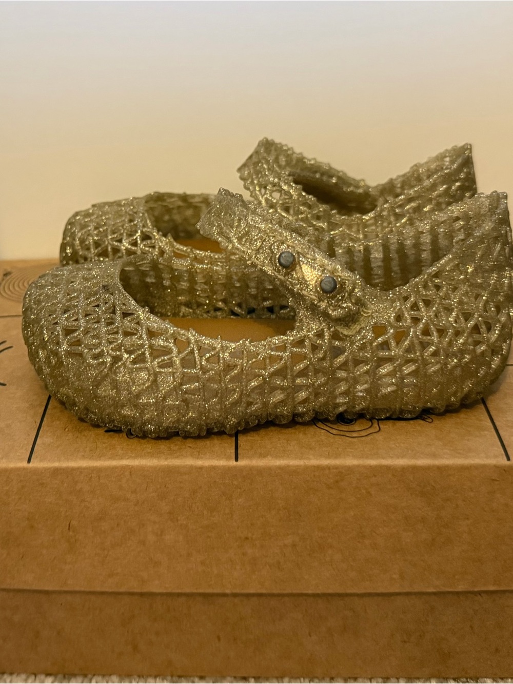 Mini Melissa Gold Glitter Mary Jane Sandals for Kids